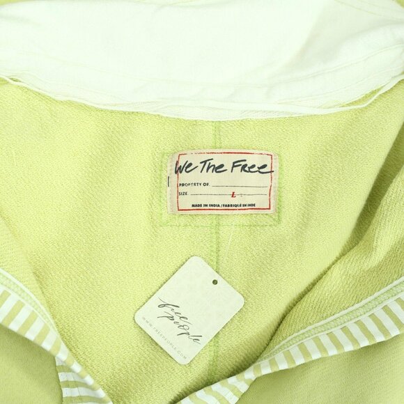 Free People We The Free Clean Prep Polo Pullover Top Oversized Striped L 271670 - Picture 8 of 8